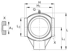 吊裝式軸承座單元 RTUEY50-TV-VA, 塑料軸承座,內圈帶平頭螺釘的外球面球軸承,耐腐蝕設計,R 型密封 吊裝式軸承座單元 RTUEY50-TV-VA, 塑料軸承座,內圈帶平頭螺釘的外球面球軸承,耐腐蝕設計,R 型密封