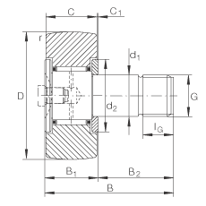 螺栓型滾輪 KR19, 軸向引導，兩側(cè)間隙密封