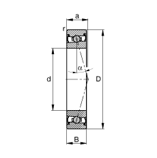 主軸軸承 HCS7012-C-T-P4S, 調節(jié)，成對安裝，接觸角 α = 15°，兩側唇密封，非接觸，限制公差