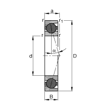 主軸軸承 HCB7221-C-T-P4S, 調(diào)節(jié)，成對或單元安裝，接觸角 α = 15°，陶瓷球，限制公差