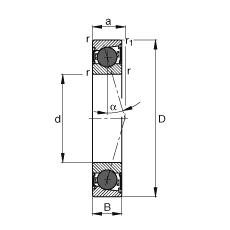 主軸軸承 HCB7014-C-2RSD-T-P4S, 調節，成對或單元安裝，接觸角 α = 15°，陶瓷球，兩側唇密封，非接觸，限制公差