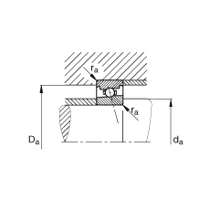 主軸軸承 HS71916-C-T-P4S, 調節，成對安裝，接觸角 α = 15°，限制公差