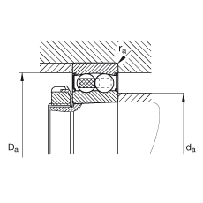 自調心球軸承 2210-K-2RS-TVH-C3, 根據 DIN 630 標準的主要尺寸, 錐孔，錐度 1:12，兩側唇密封