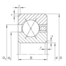 薄截面軸承 CSXD100, 四點接觸球軸承，類型X，運行溫度 -54°C 到 +120°C
