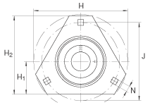軸承座單元 RATR30, 帶三個螺栓孔的法蘭的軸承座單元,沖壓鋼板,偏心鎖圈,P型密封 軸承座單元 RATR30, 帶三個螺栓孔的法蘭的軸承座單元,沖壓鋼板,偏心鎖圈,P型密封