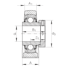 直立式軸承座單元 LASE35-N, 鑄鐵軸承座,帶偏心鎖圈的外球面球軸承,L 型密封 直立式軸承座單元 LASE35-N, 鑄鐵軸承座,帶偏心鎖圈的外球面球軸承,L 型密封